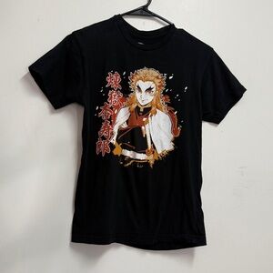 Demon slayer rengoku graphic tee anime graphic tee black t shirt kyojuro shirt